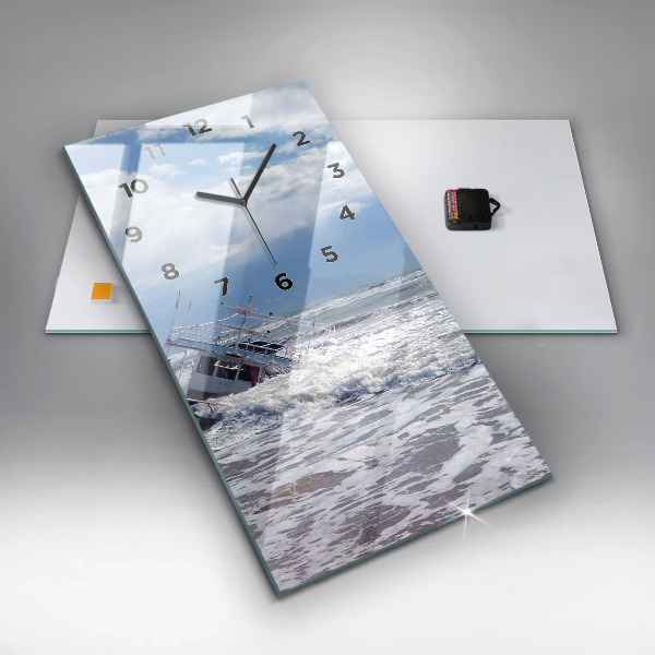 Zegar ścienny pionowy Zatonięty statek wodny