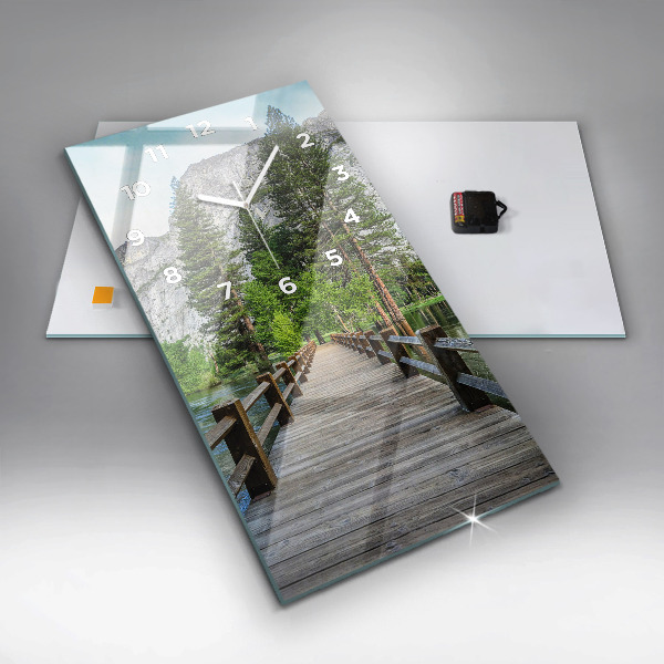 Zegar ścienny pionowy Drewniany most Yosemite