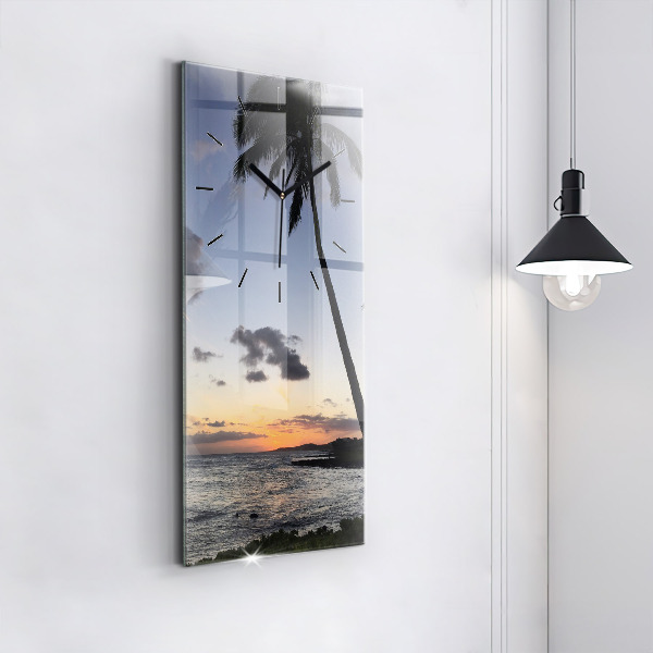 Zegar ścienny pionowy Palma i wschód słońca