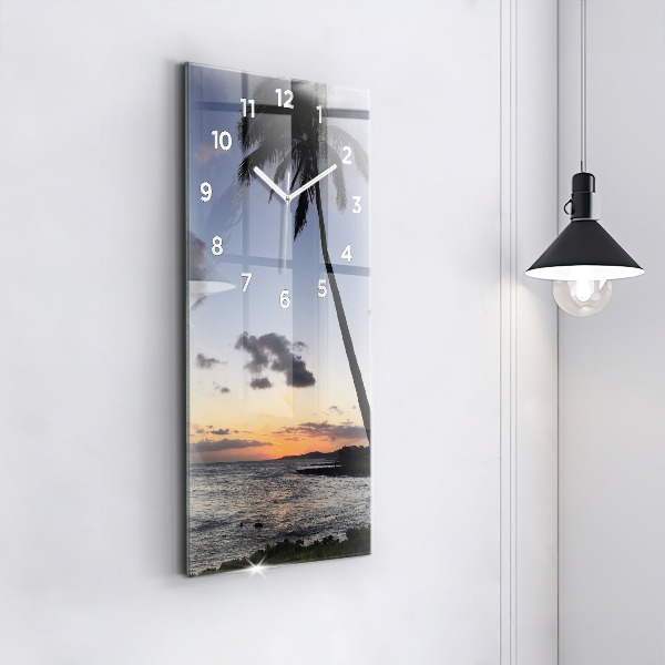 Zegar ścienny pionowy Palma i wschód słońca