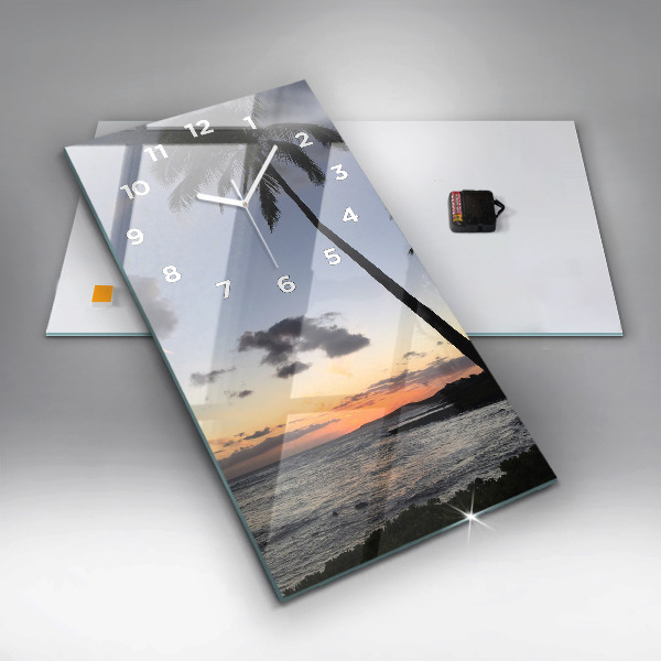 Zegar ścienny pionowy Palma i wschód słońca