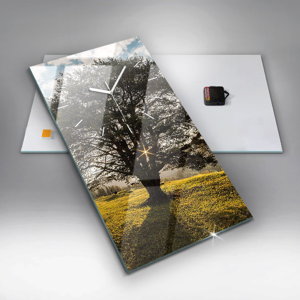 Zegar ścienny pionowy Drzewo na wzgórzu