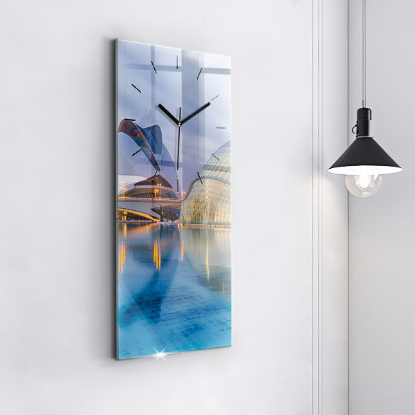 Zegar ścienny pionowy Miasto zachód słońca