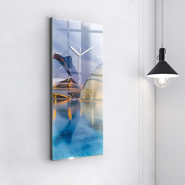 Zegar ścienny pionowy Miasto zachód słońca