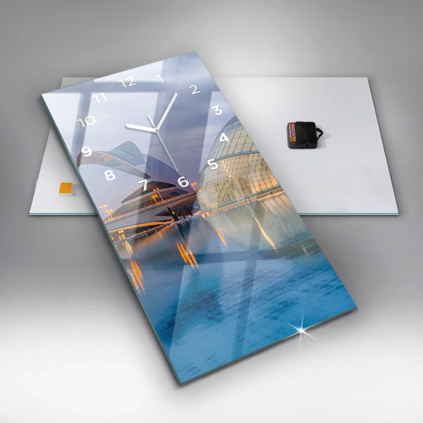 Zegar ścienny pionowy Miasto zachód słońca