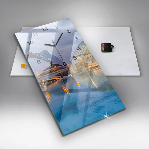 Zegar ścienny pionowy Miasto zachód słońca