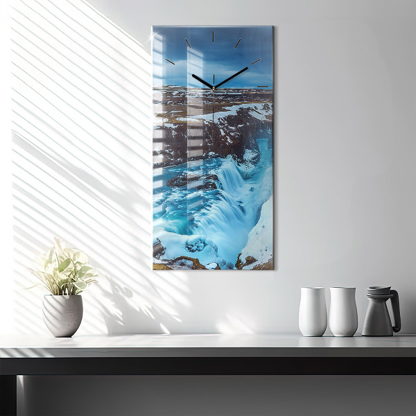 Zegar szklany pionowy Wodospad Gullfoss na Islandii