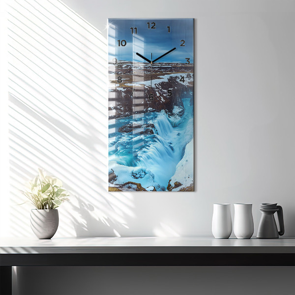 Zegar szklany pionowy Wodospad Gullfoss na Islandii