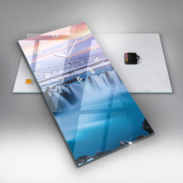 Zegar szklany pionowy Wodospad Godafoss Islandia