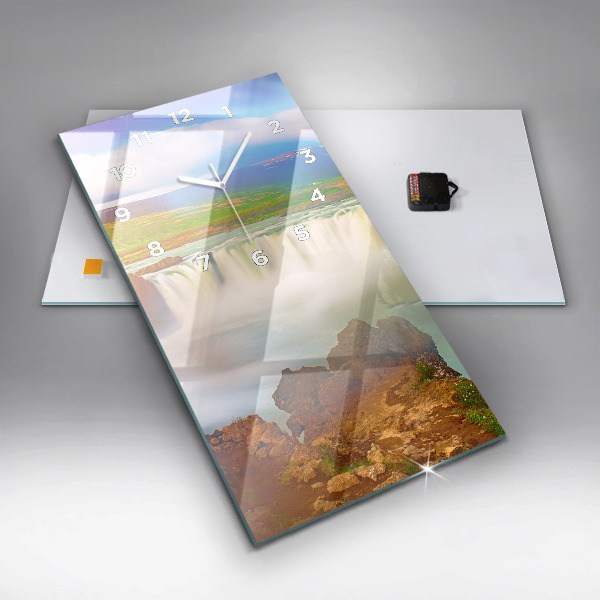 Zegar szklany pionowy Godafoss na Islandii