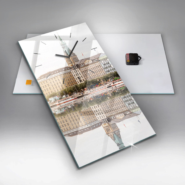 Zegar szklany pionowy Rzeka Hamburg Niemcy