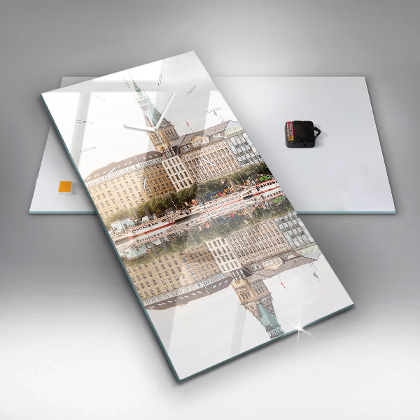 Zegar szklany pionowy Rzeka Hamburg Niemcy