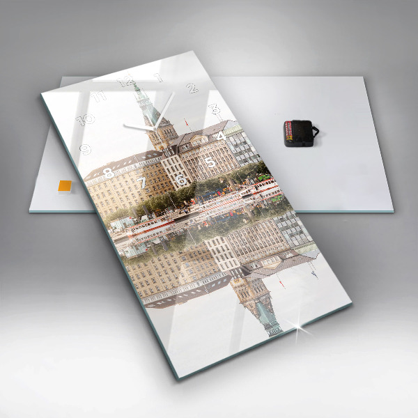 Zegar szklany pionowy Rzeka Hamburg Niemcy