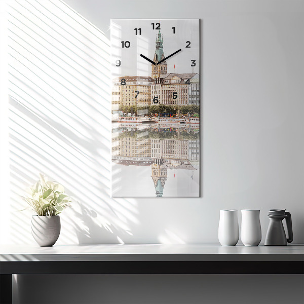 Zegar szklany pionowy Rzeka Hamburg Niemcy