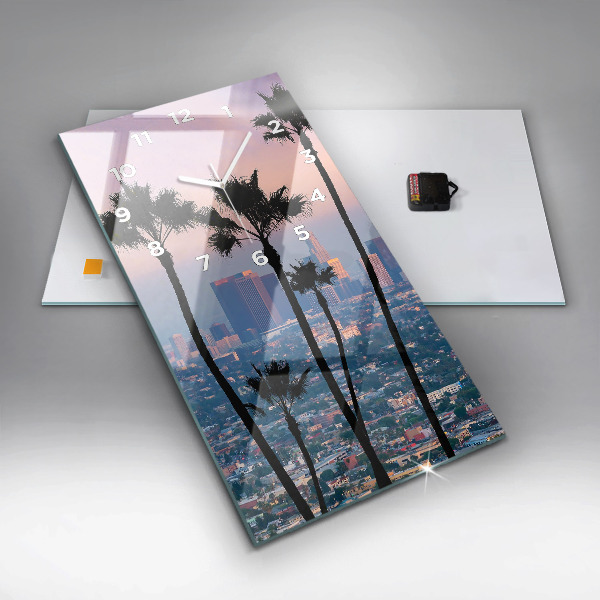 Zegar szklany pionowy Zachód słońca Los Angeles