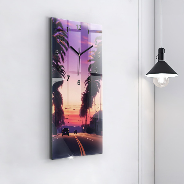 Zegar szklany pionowy Zachód słońca w LA