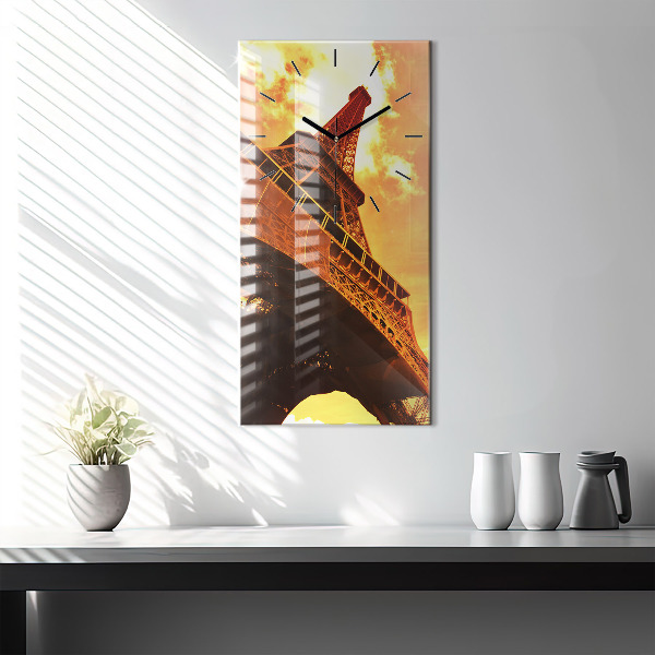 Zegar szklany pionowy Wieża Eiffla w Paryżu