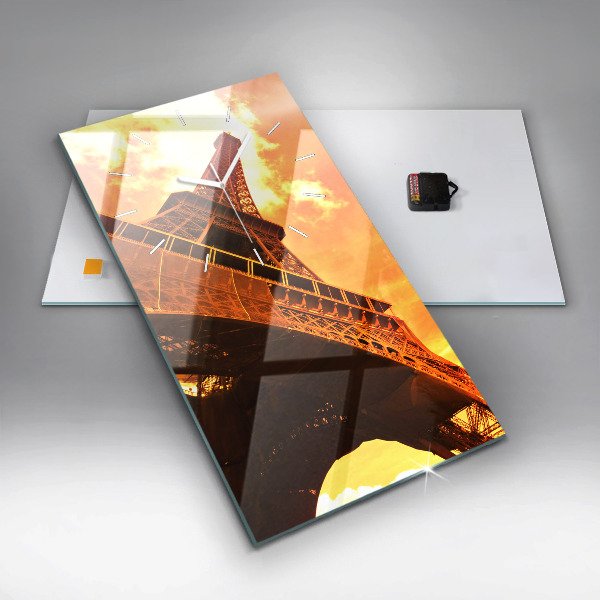 Zegar szklany pionowy Wieża Eiffla w Paryżu