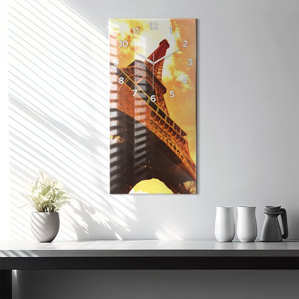 Zegar szklany pionowy Wieża Eiffla w Paryżu