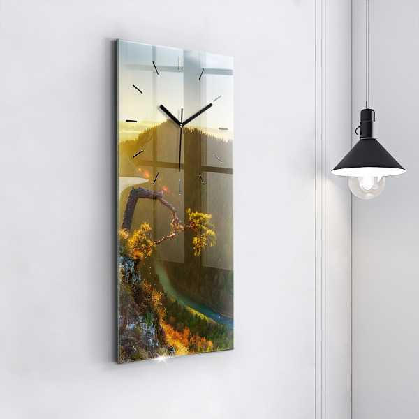 Zegar szklany pionowy Zachód słońca nad górami