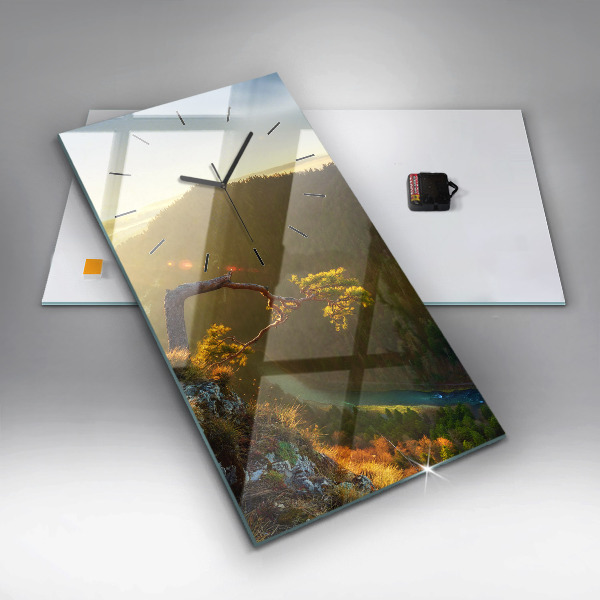 Zegar szklany pionowy Zachód słońca nad górami