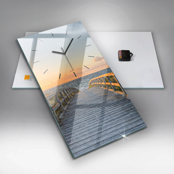 Zegar szklany pionowy Wakacje na plaży