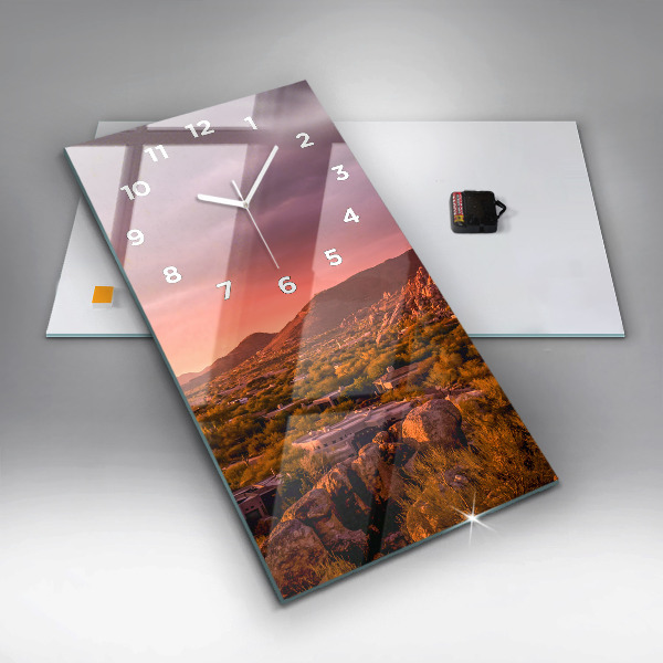 Zegar szklany pionowy Zachód słońca North Scottsdale