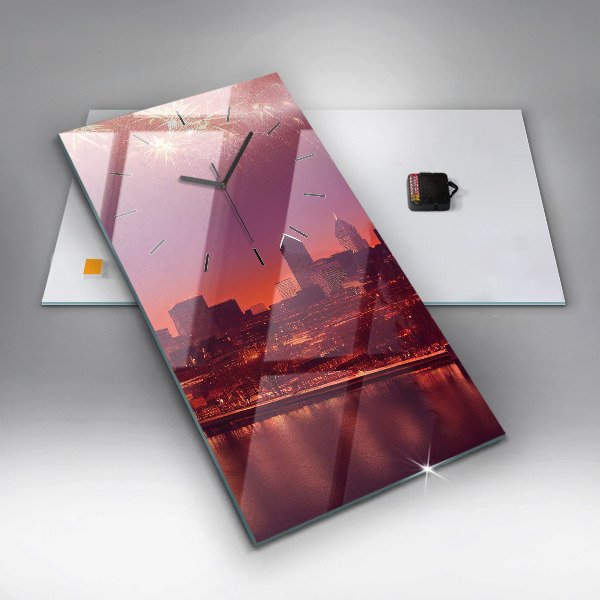 Zegar ścienny pionowy Miasto nocą w Philadelphia