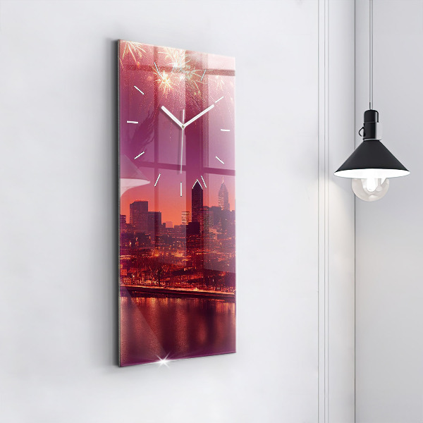 Zegar ścienny pionowy Miasto nocą w Philadelphia