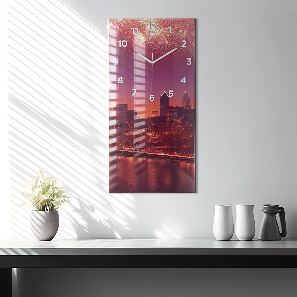 Zegar ścienny pionowy Miasto nocą w Philadelphia