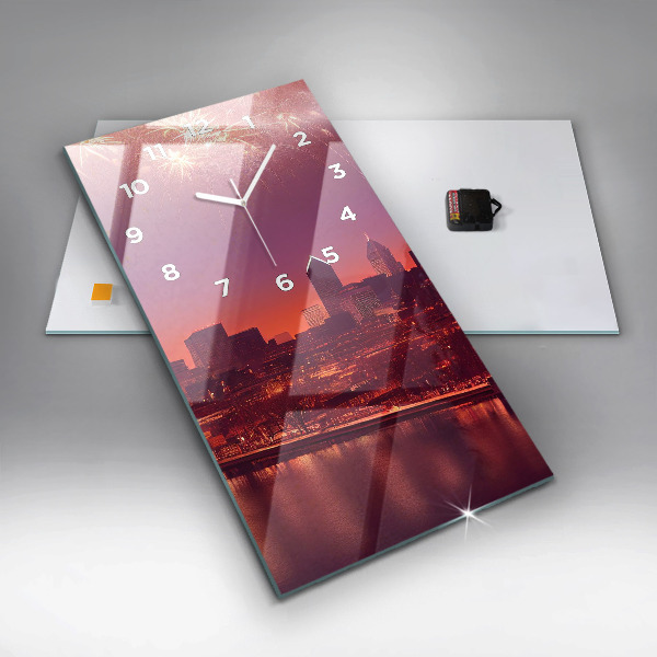 Zegar ścienny pionowy Miasto nocą w Philadelphia