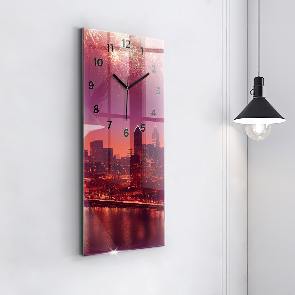 Zegar ścienny pionowy Miasto nocą w Philadelphia