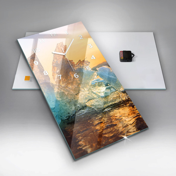 Zegar szklany pionowy Góra lodu i wschód słońca