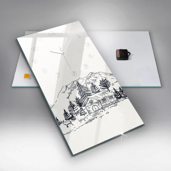 Zegar szklany pionowy Rysunkowe miasteczko