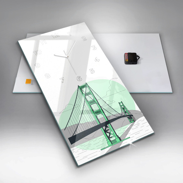 Zegar szklany pionowy Zielony most