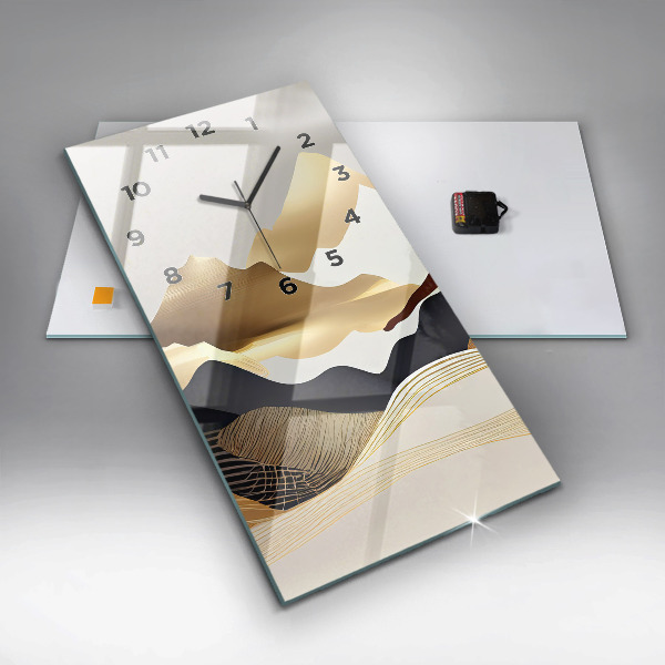 Zegar ścienny pionowy Abstrakcja złote góry