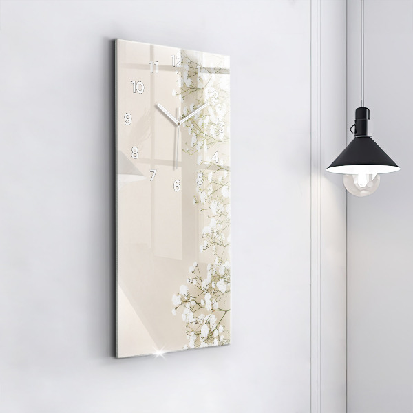 Zegar ścienny pionowy Kwitnące kwiaty gipsówki