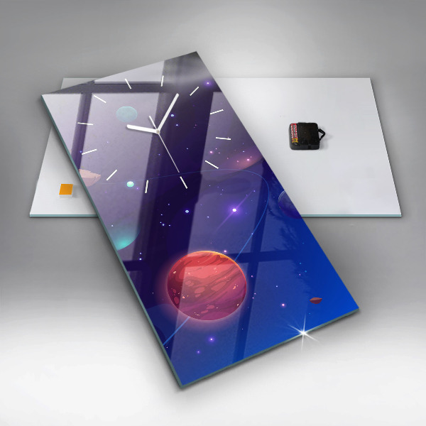 Zegar szklany pionowy Planety galaktyka