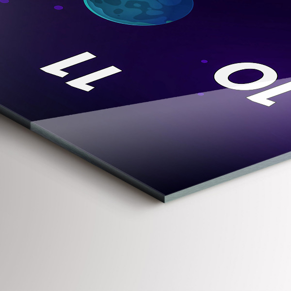 Zegar szklany pionowy Planety galaktyka