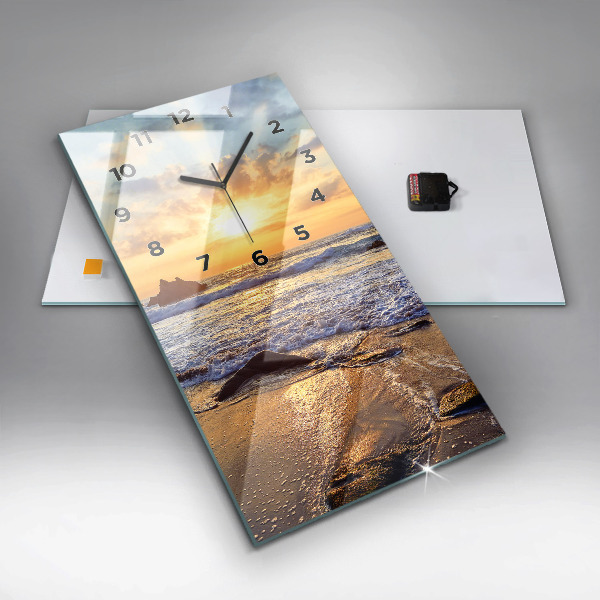 Zegar szklany pionowy Zachód słońca na plaży