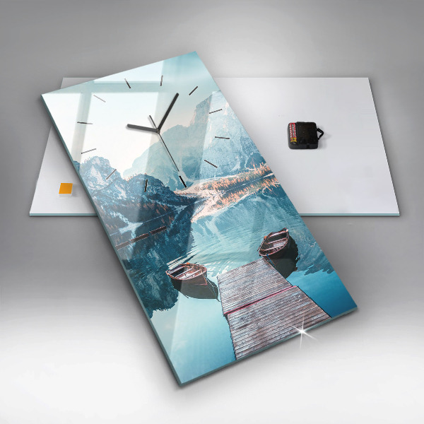 Zegar szklany pionowy Łódki na jeziorze