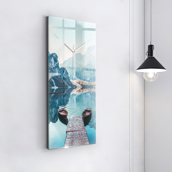 Zegar szklany pionowy Łódki na jeziorze