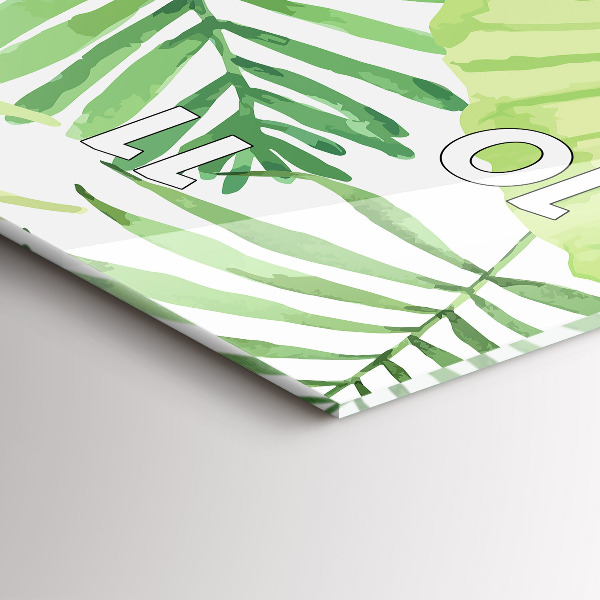 Zegar szklany pionowy Zielone liście