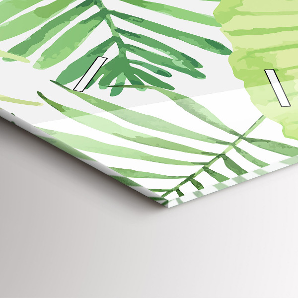 Zegar szklany pionowy Zielone liście