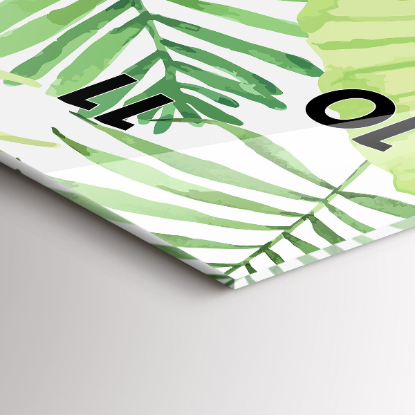 Zegar szklany pionowy Zielone liście