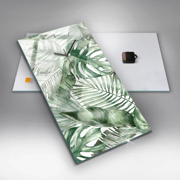 Zegar ścienny pionowy Malowane liście roślin