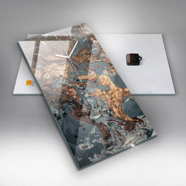 Zegar ścienny pionowy Marmur złota abstrakcja