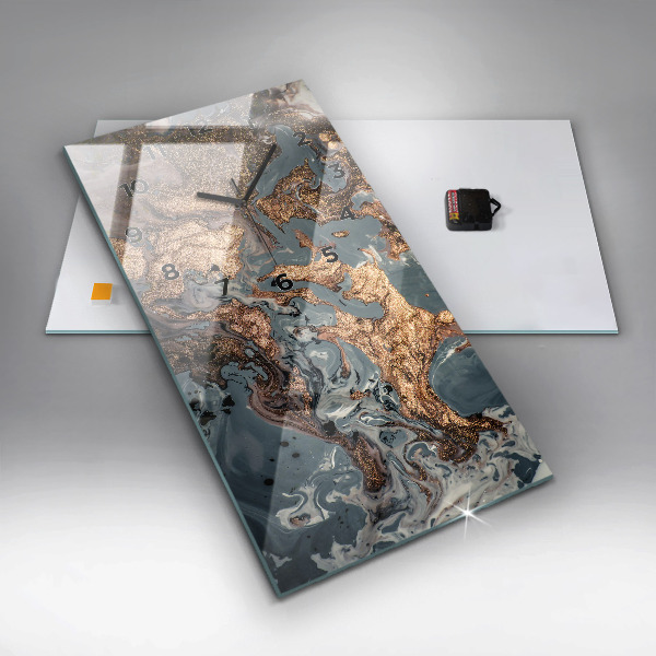 Zegar ścienny pionowy Marmur złota abstrakcja