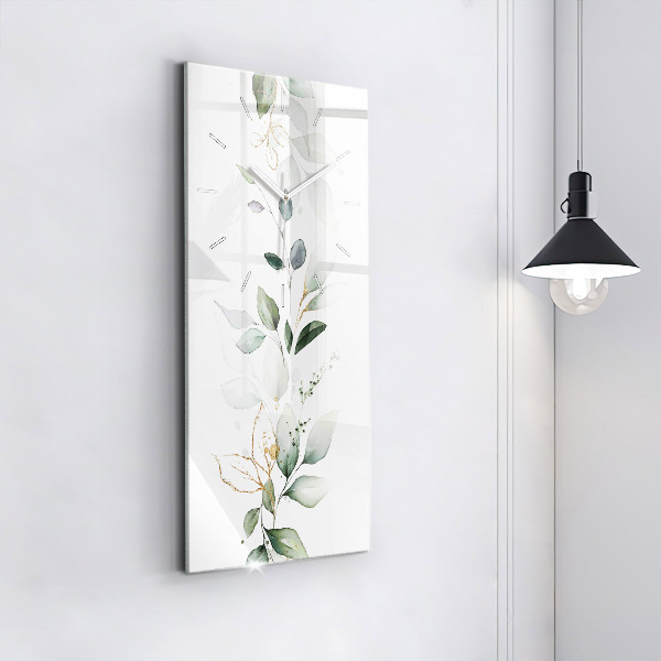 Zegar ścienny pionowy Abstrakcja liście