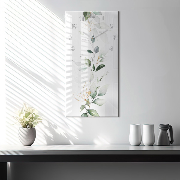 Zegar ścienny pionowy Abstrakcja liście